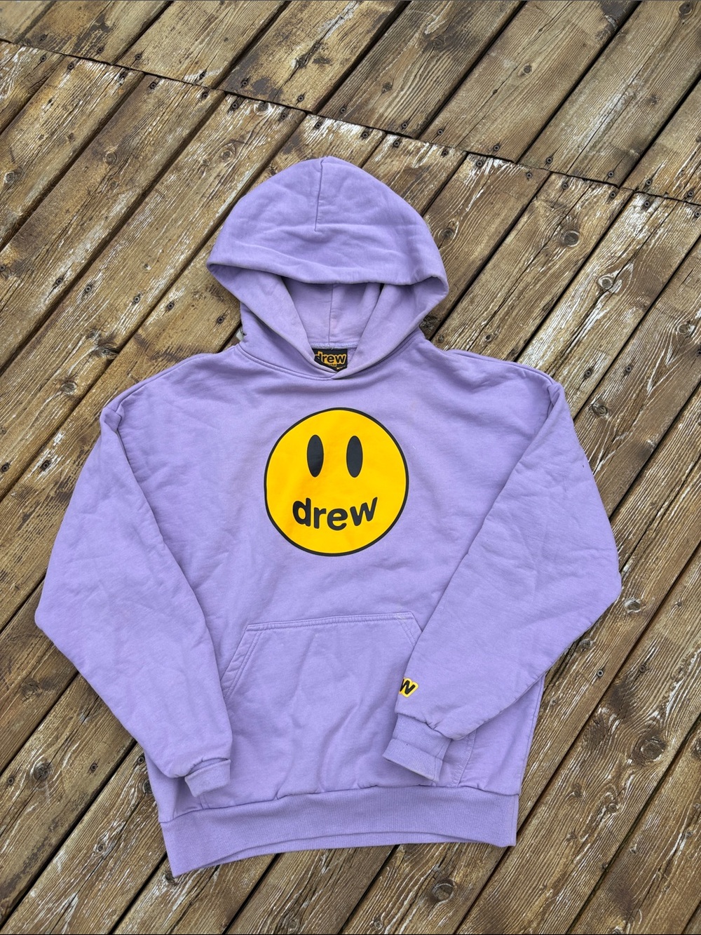 DREW Lavender Hoodie with Yellow Smiley Logo